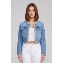Influencer giubbino cropped in denim di misto cotone 05P129 [f3f8b713]