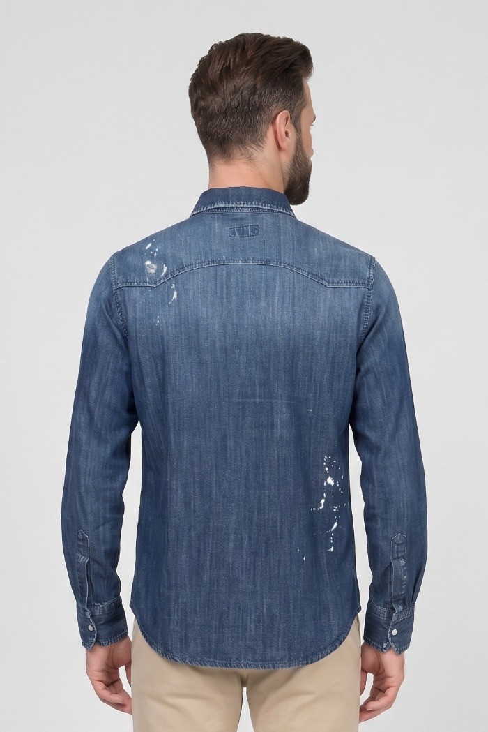 Patriot camicia in denim di cotone CU123 [57642b77]