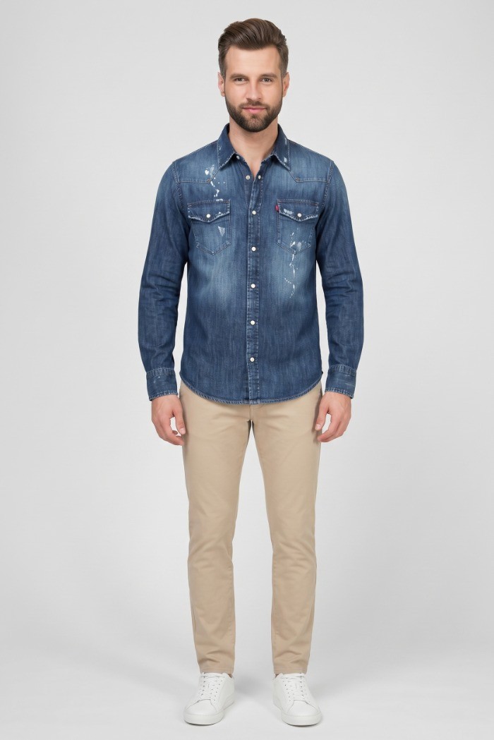 Patriot camicia in denim di cotone CU123 [e079ea73]