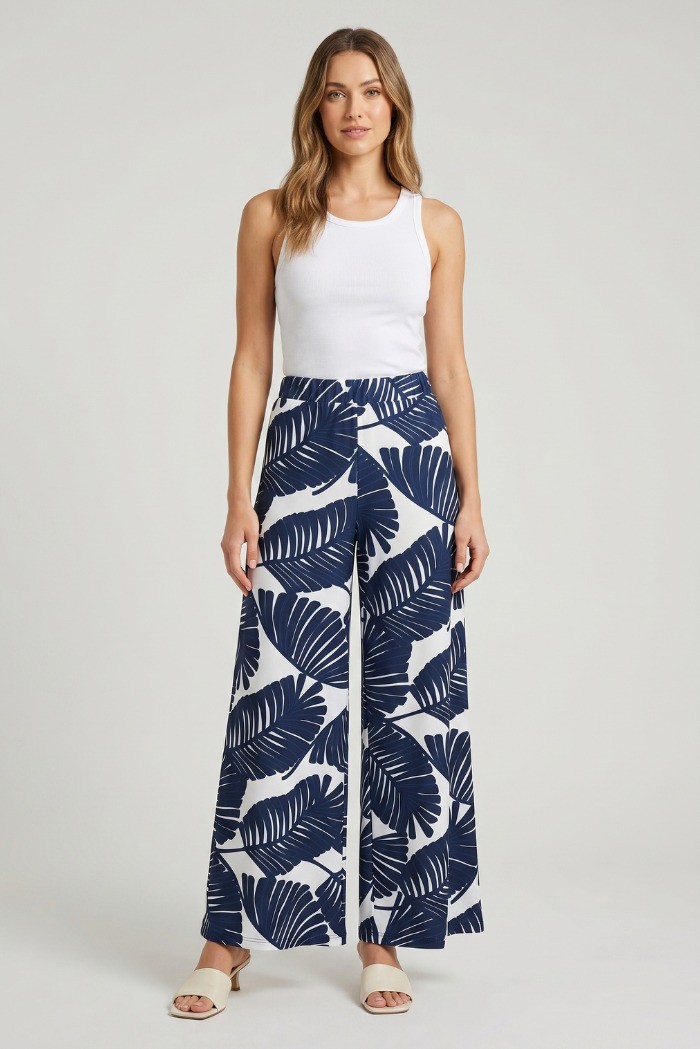 GM by Gai Mattiolo pantalone a fantasia palme GM4017 [9a645a93]