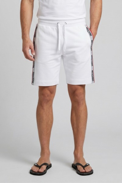 Moschino bermuda in cotone stretch con bande logate V1A6885-4409 — 805219040079791_1