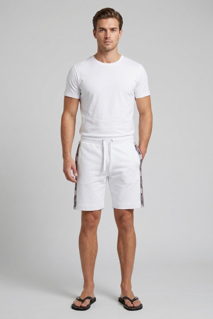 Moschino bermuda in cotone stretch con bande logate V1A6885-4409 [776edb09]
