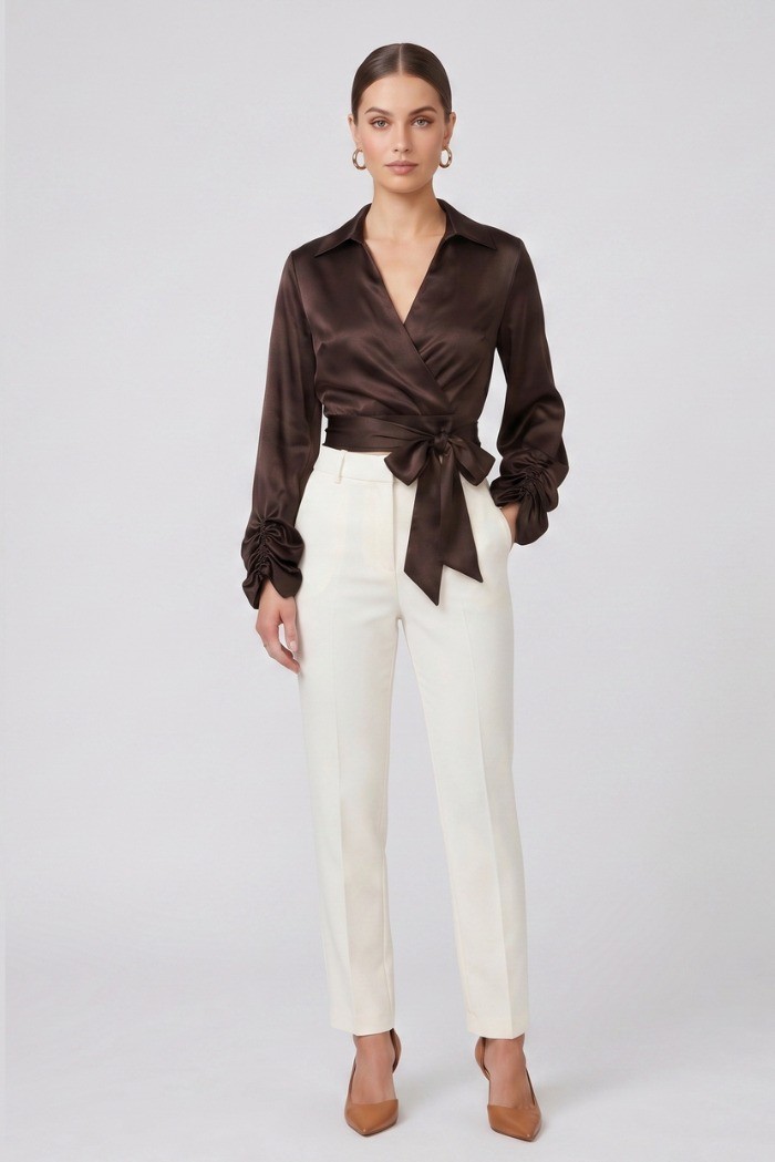 Maidoma blusa incrociata in misto viscosa PE26F183/MA8444 [ff48223e]