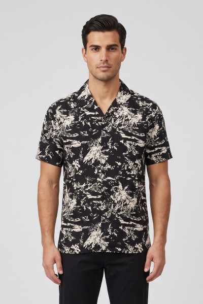 Markup camicia in viscosa con collo riviera MK693053 [eabf648e]