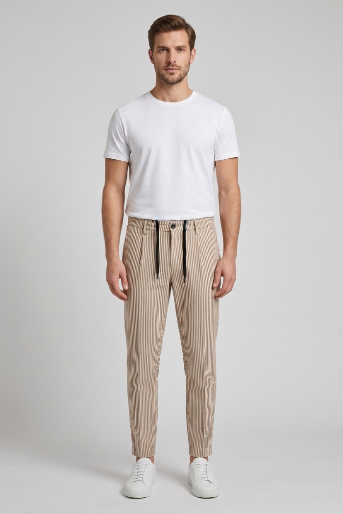 Markup pantalaccio in cotone a righe con pences MK295154 [2a1a7200]
