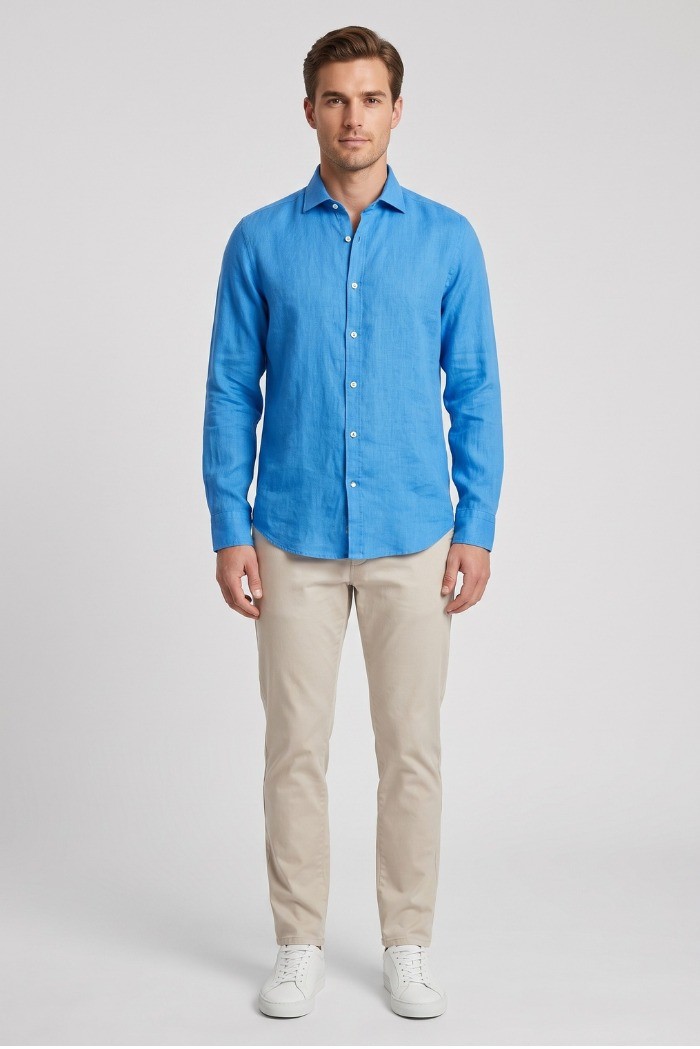 Markup camicia colletto francese in lino MK13003 [5abfe1e1]