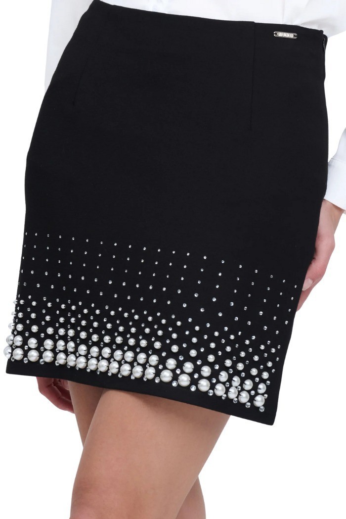 Influencer gonna in misto viscosa con perle e strass 03AB117 [2091f0c0]