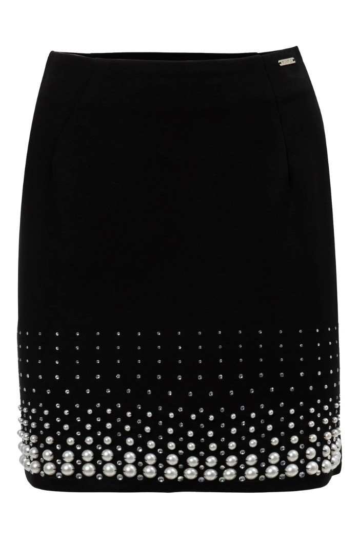 Influencer gonna in misto viscosa con perle e strass 03AB117 [25c1b7de]