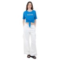 Influencer t-shirt in cotone stretch con strass e perline 03ab134 [cee40e2d]