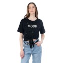 Influencer t-shirt in cotone stretch con strass e perline 03ab134 [726922de]