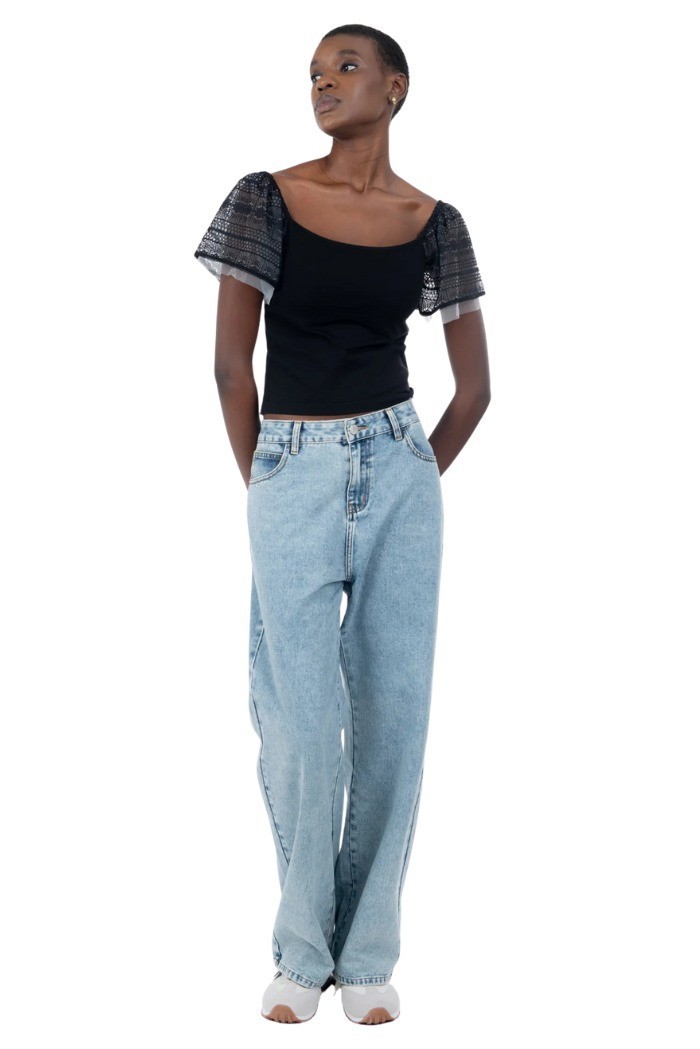 Influencer t-shirt con scollo bardot 03AB135 [d34249c8]