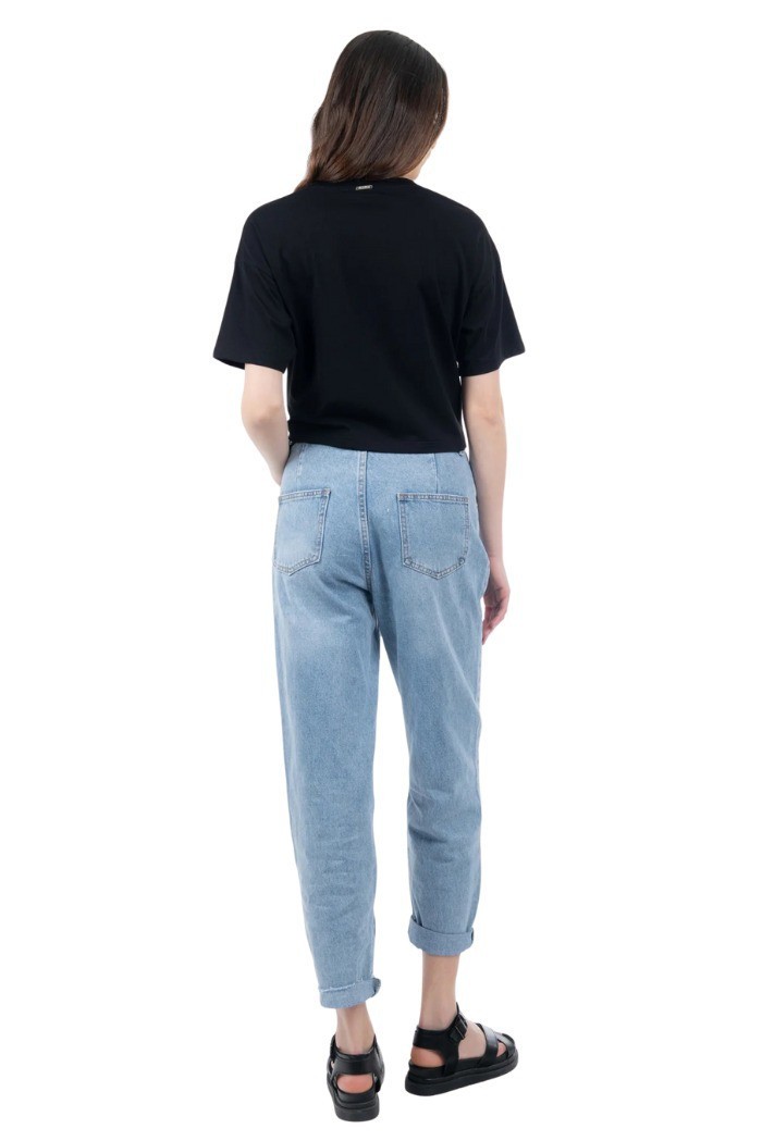 Influencer t-shirt in cotone stretch con strass e perline 03AB134 [1c52a0d7]