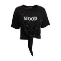 Influencer t-shirt in cotone stretch con strass e perline 03AB134 [1902e7c9]