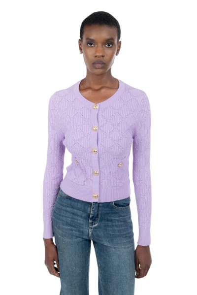 Influencer cardigan girocollo con bottoni oro 03H93722 — 805219040074018_2