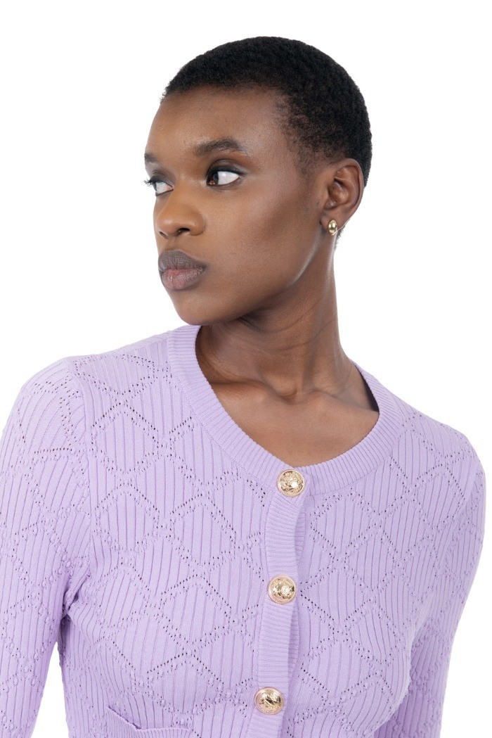 Influencer cardigan girocollo con bottoni oro 03H93722 [a3db2cb4]