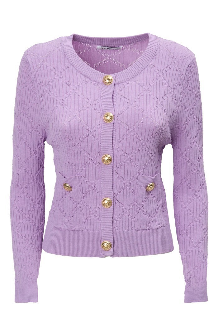 Influencer cardigan girocollo con bottoni oro 03H93722 [a68b6baa]