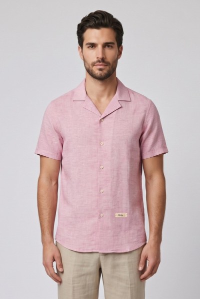 Markup camicia collo riviera in lino delavè MK293039 — 805219040080329_1