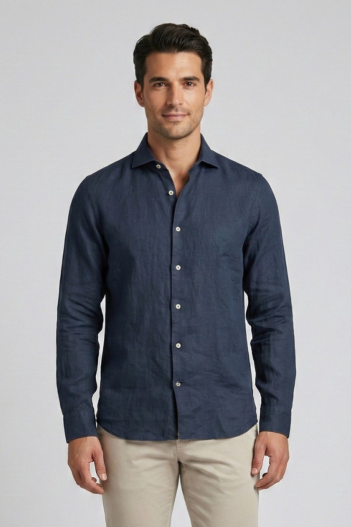 Markup camicia in lino con collo francese MK13003 [cba8d1a8]