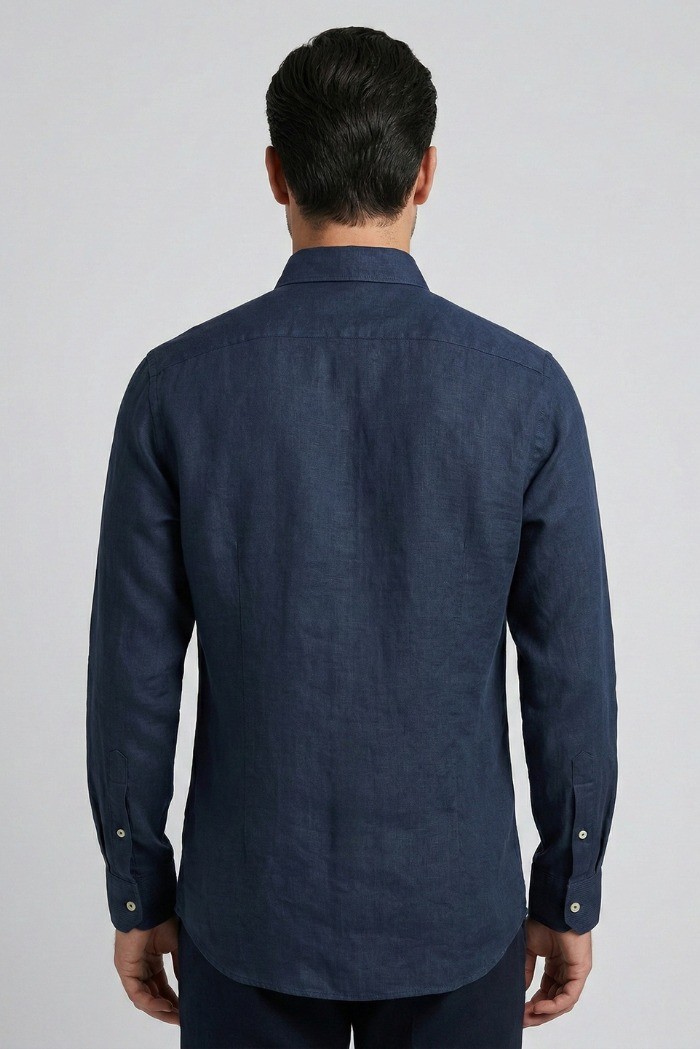 Markup camicia in lino con collo francese MK13003 [128e92a5]