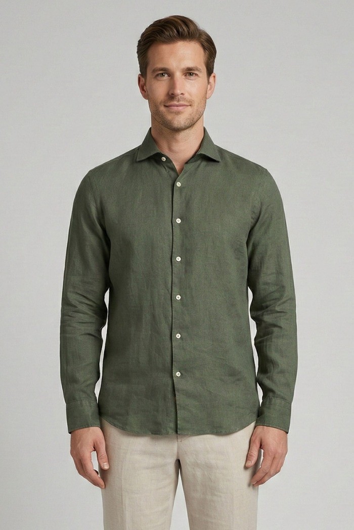 Markup camicia in lino con collo francese MK13003 [31d0034b]