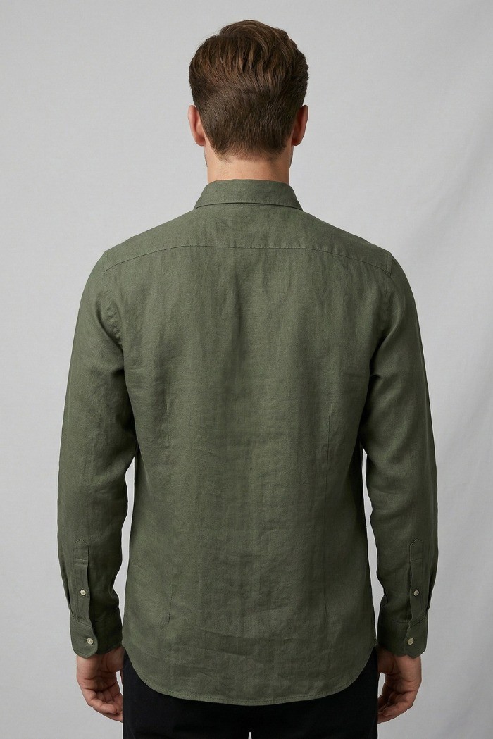 Markup camicia in lino con collo francese MK13003 [e8f64046]