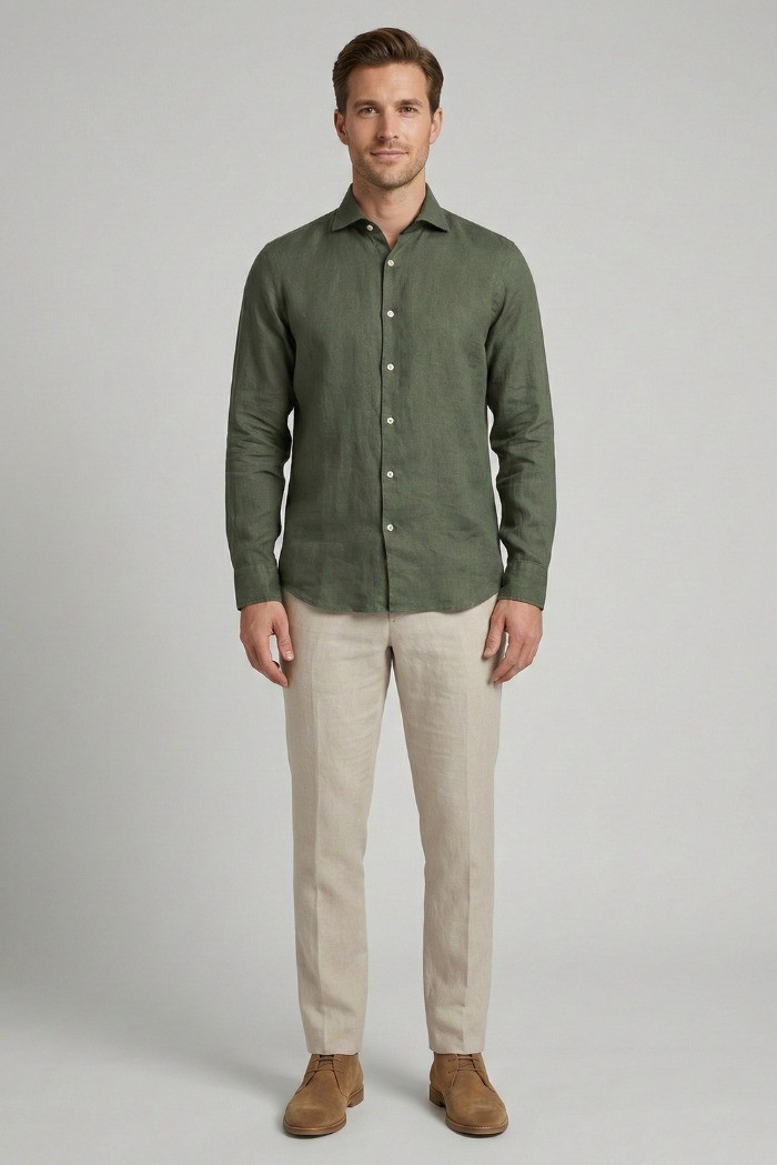 Markup camicia in lino con collo francese MK13003 [5feb8142]