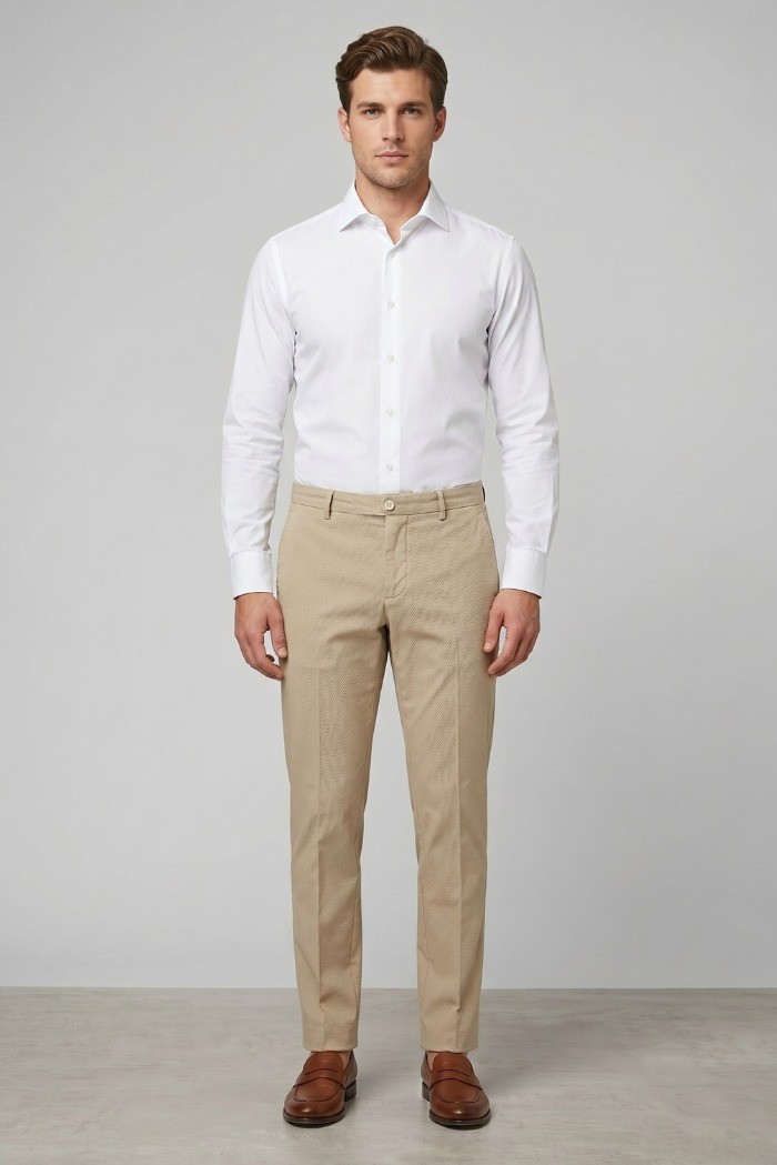 Markup pantalone chino in cotone stretch Dobby MK295142 [ebee9391]