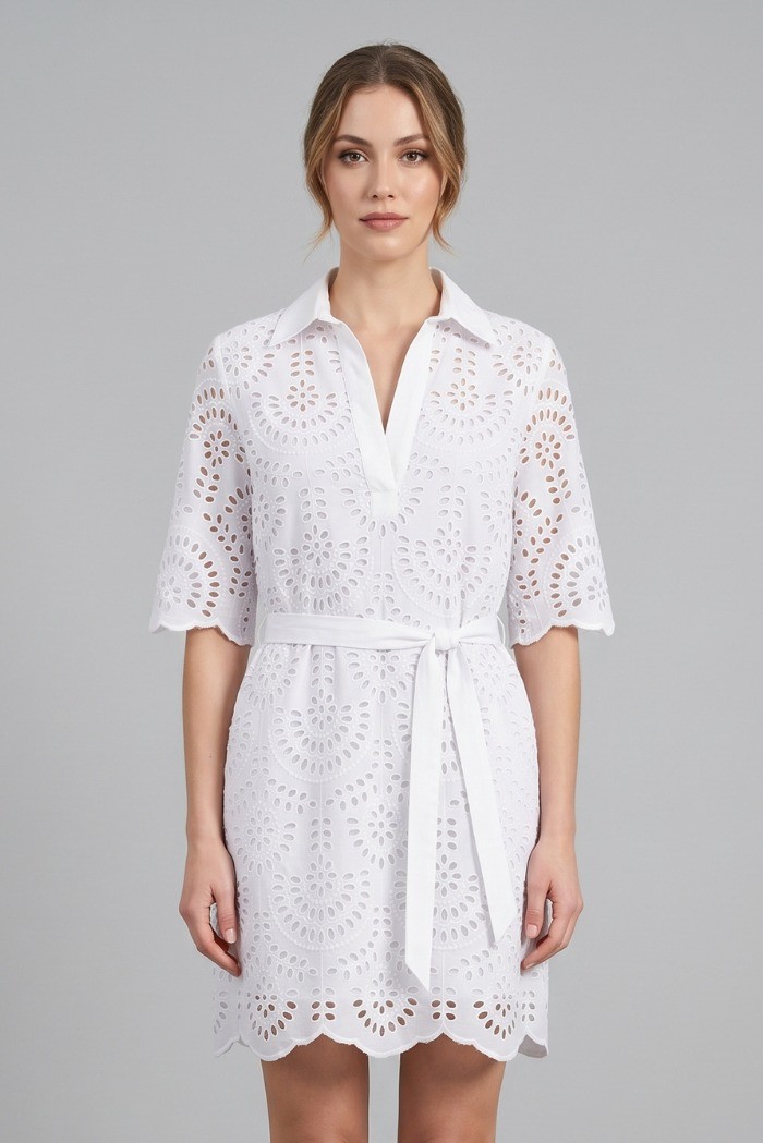 Markup abito in cotone pizzo sangallo MW1610206 [d3edb034]