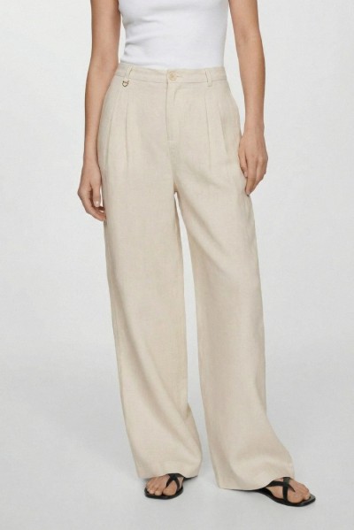 Influencer pantalone wide leg in viscosa e lino 05T0077 [b67b7e25]