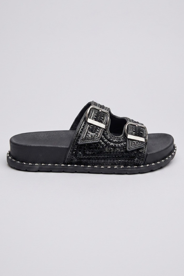 Solo Soprani ciabatta con doppia fascia e strass SSW519N88 [ed6bf4a2]