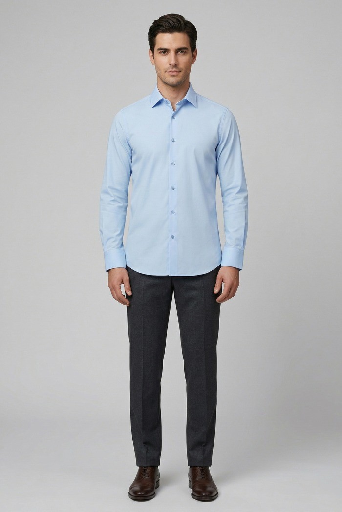 Paul Matthew camicia custom fit in tessuto no-stiro CI2-2702 [cdfd17d0]