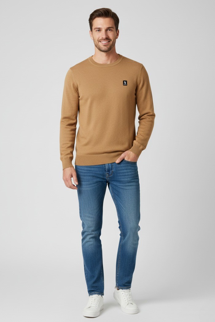 Refrigue maglia girocollo in misto viscosa con patch logo 2811w00156 [ce5211fd]
