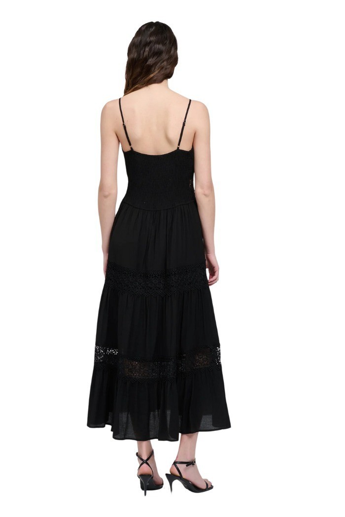 Influencer abito lungo scollato con inserti in pizzo 03Y131 [1159f0e3]