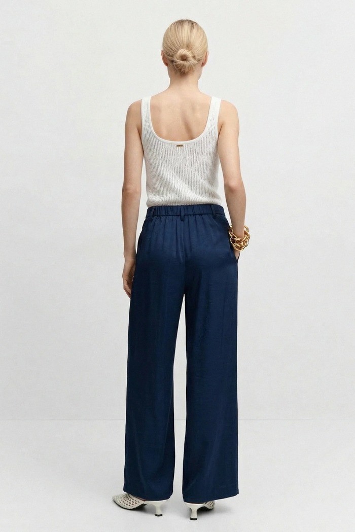 Influencer pantalone palazzo con finitura satinata 05Y167 [fc32b80f]