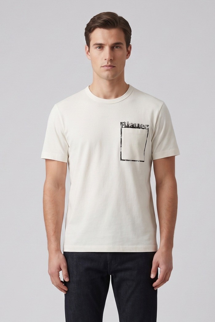 Blauer t-shirt con taschino Jeffers 26SBLUH02069-007439 [84dbd0f6]