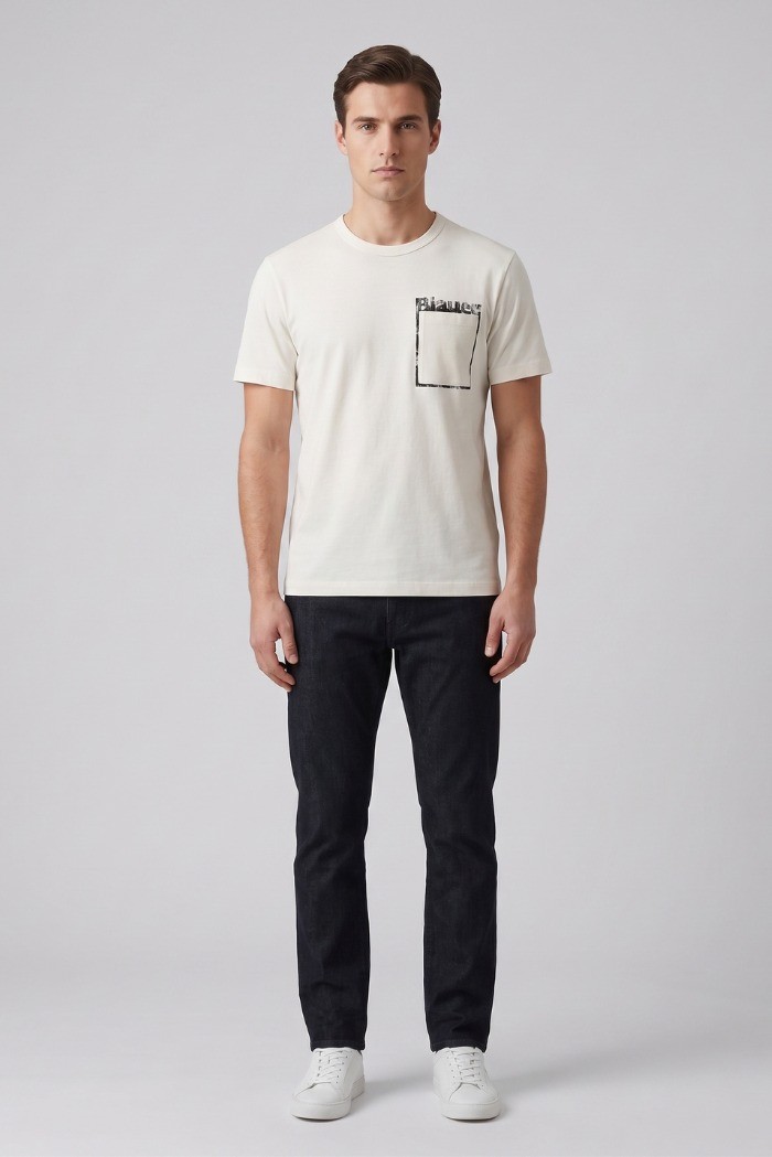 Blauer t-shirt con taschino Jeffers 26SBLUH02069-007439 [eae052ff]