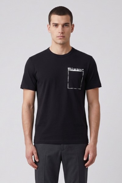 Blauer t-shirt con taschino Jeffers 26SBLUH02069-007439 — 805219040080430_2