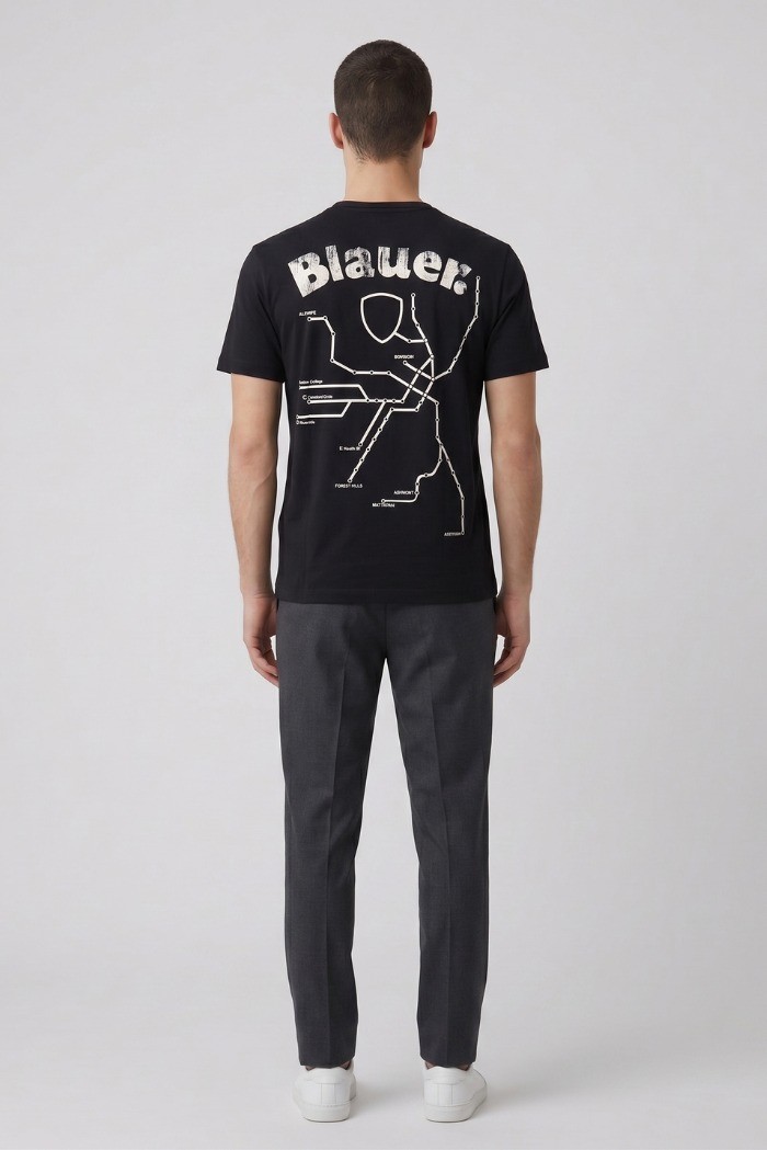 Blauer t-shirt con taschino Jeffers 26SBLUH02069-007439 [52298c7e]