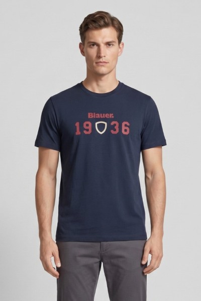 Blauer t-shirt in cotone Chamberlain 26SBLUH02286-007480 [431ee5e2]