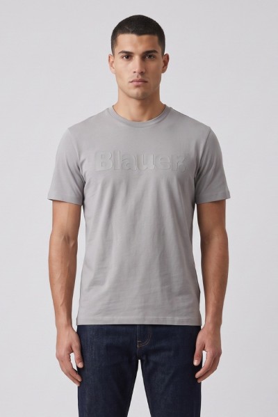 Blauer t-shirt in jersey stampa logo frontale in tono Bourn 26SBLUH02287-007480 [e3838346]