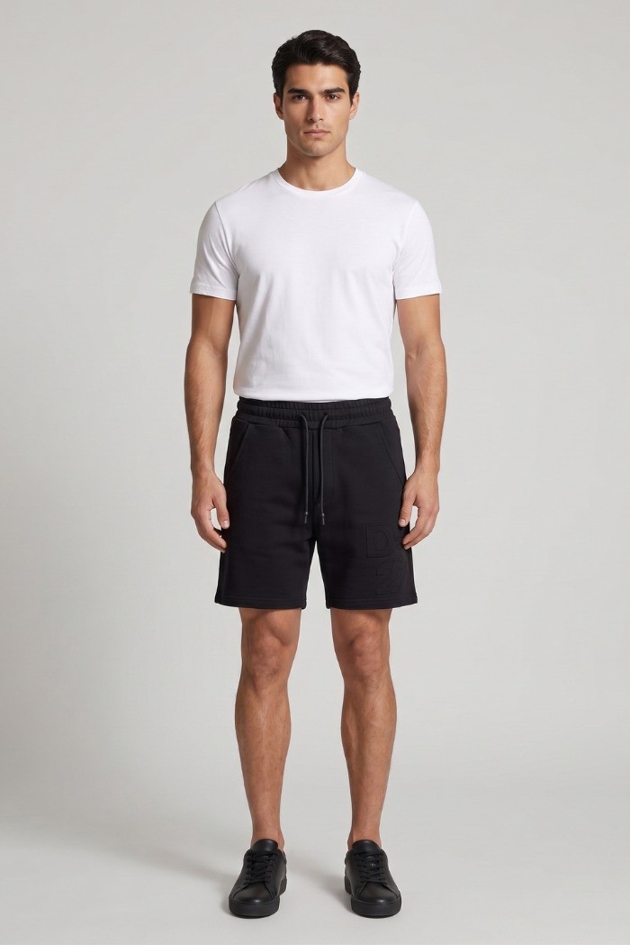 Drop Season 2 bermuda in cotone con logo in tessuto SS26230 [49a9c10d]