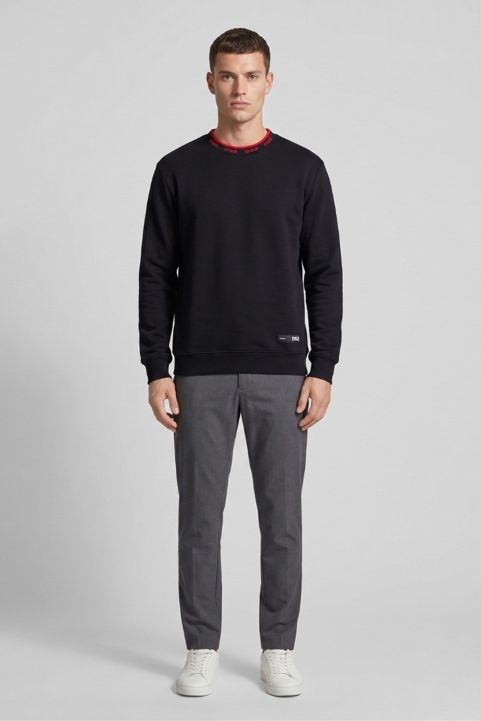 Drop Season 2 felpa girocollo in cotone con logo sul colletto SS26303 [b4831e57]