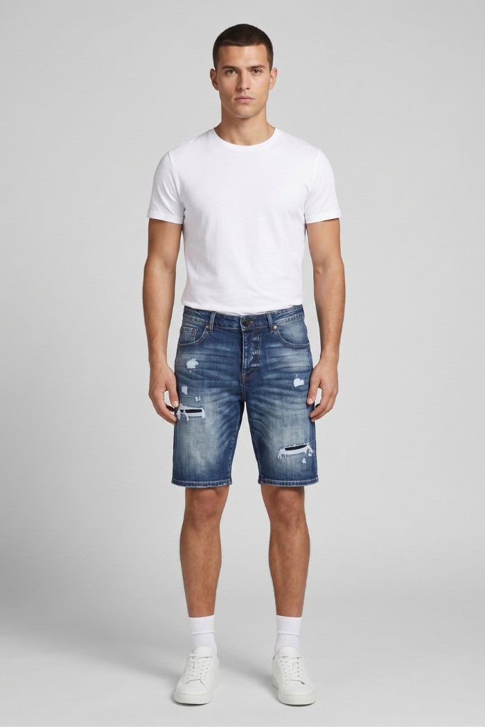 Drop Season 2 bermuda in denim con rotture SS26D25 [9c920463]