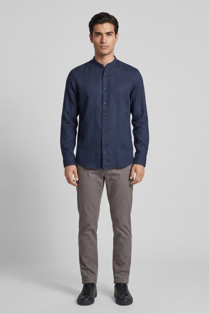 Urban Ring camicia coreana in misto lino UR813023 [7490a4a7]