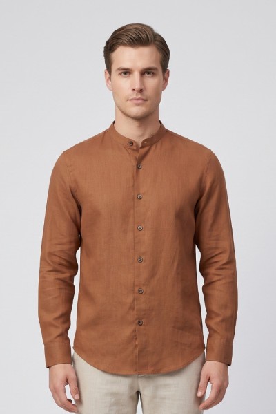 Urban Ring camicia coreana in misto lino UR813023 — 805219040074329_4
