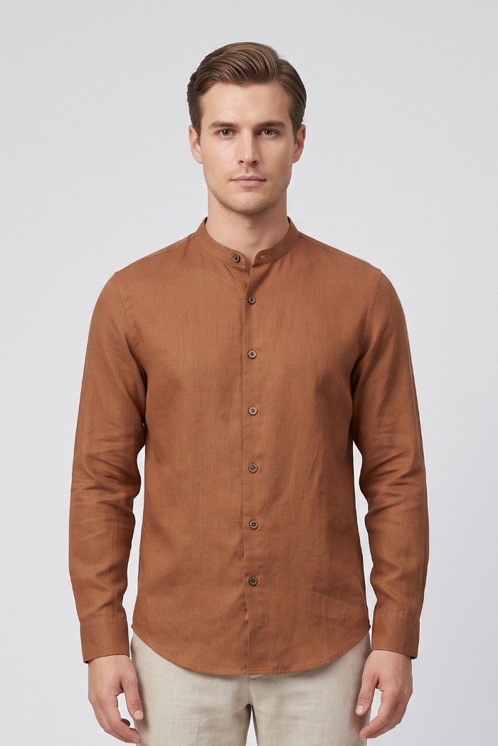 Urban Ring camicia coreana in misto lino UR813023 [e854dbc2]