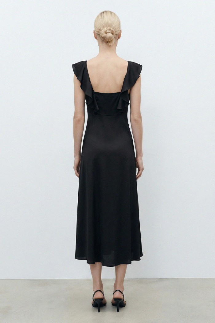 Influencer abito midi scollo a V con volant 05Y191 [279825f3]