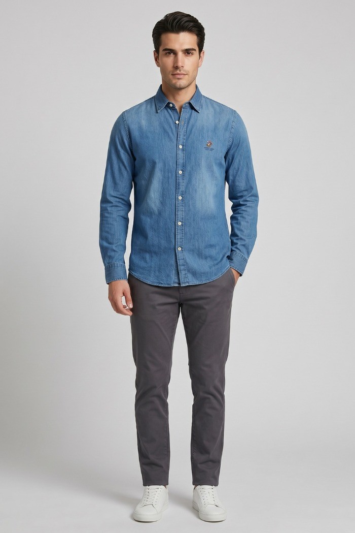 Beverly Hills Polo Club camicia in denim di cotone MAYACA [d4debbc4]