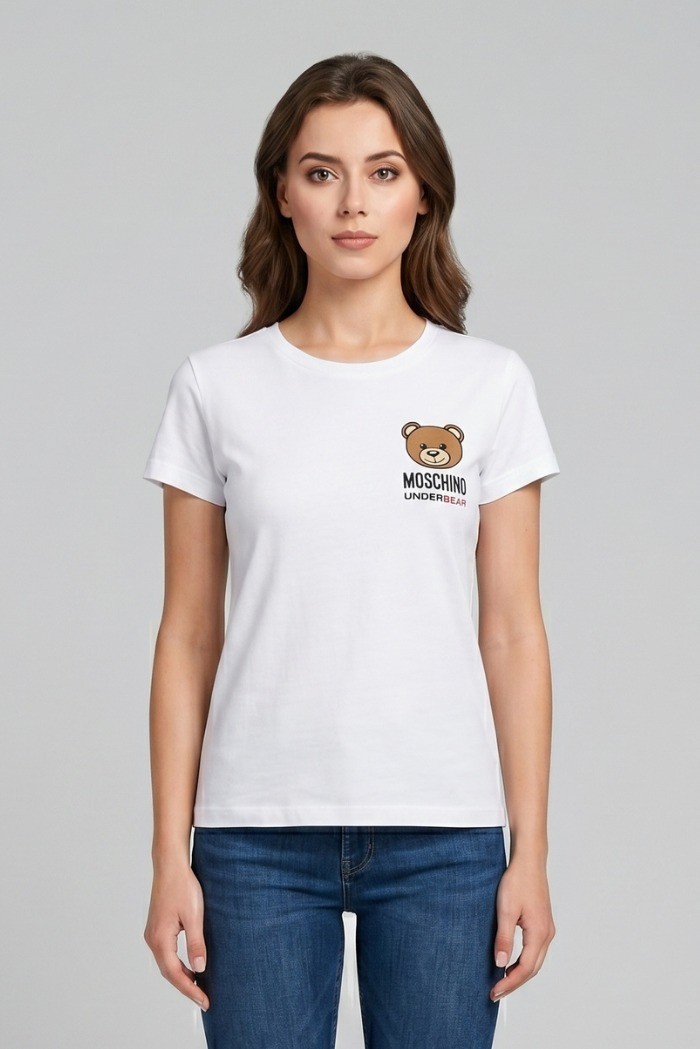 Moschino t-shirt in cotone con stampa orso V6A0701-4410 [c8564e96]
