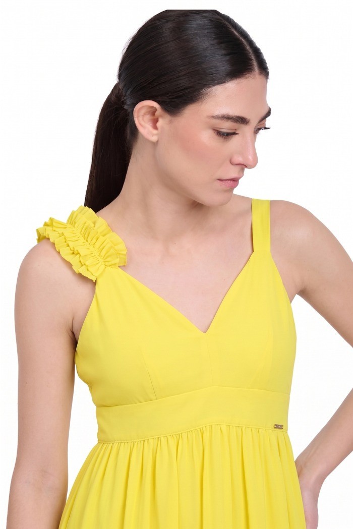 Influencer abito lungo con rouches 03T0040 [96da9cbf]